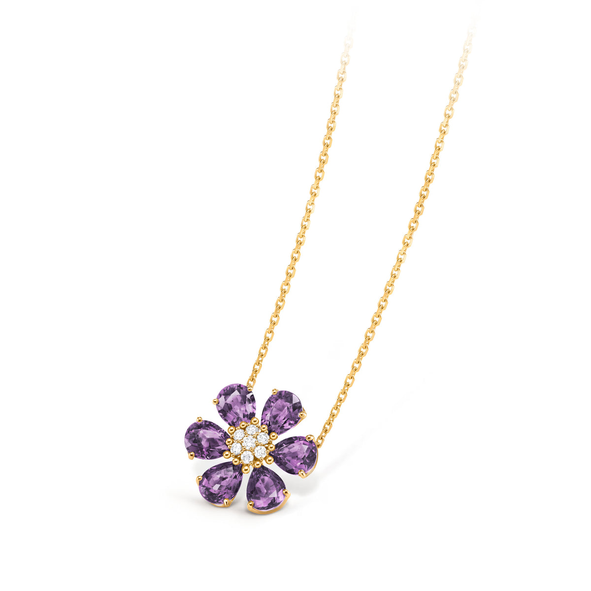 Carave Paris Amethyst Blossom Flower Pendant Necklace