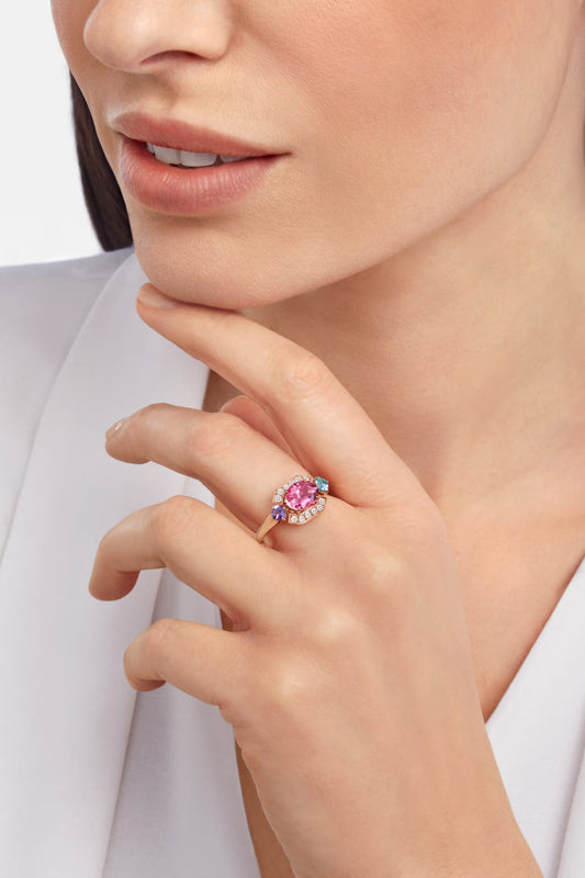 Carave Paris Art Deco Gemstone Halo Ring