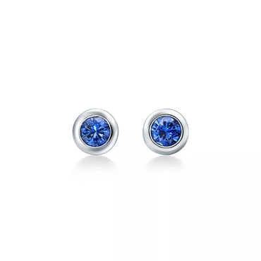 Carave Paris Blue Sapphire Bezel Set Stud Earrings