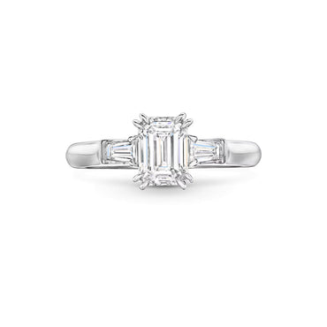 Carave Paris Emerald Cut Three Stone Diamond Engagement Ring
