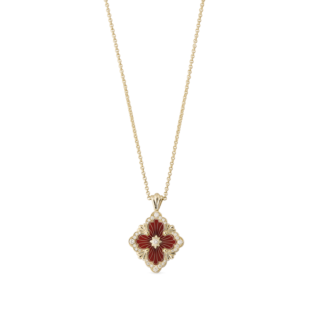 Carave Paris Crimson Floral Medallion Pendant Necklace
