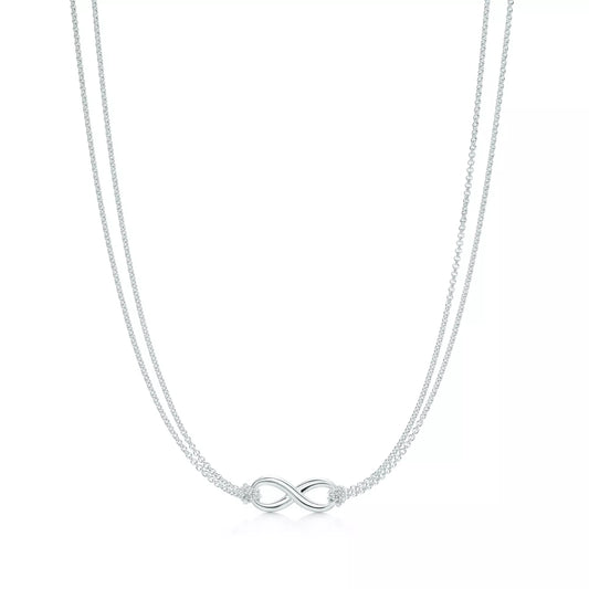 Carave Paris Infinity Double Chain Necklace in Silver