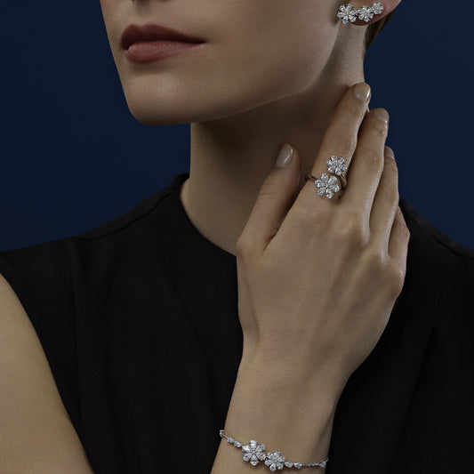 Carave Paris Double Floral Pear Cut Diamond Open Ring