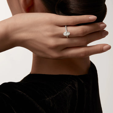 Carave Paris Emerald Cut Solitaire Pavé Ring