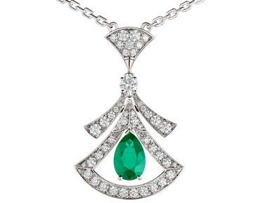 Carave Paris Emerald Fan Diamond Pendant Necklace