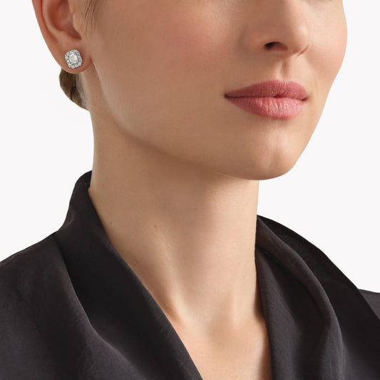 Carave Paris Emerald Halo Diamond Stud Earrings