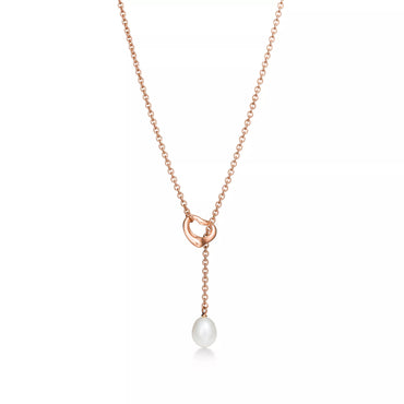Carave Paris Rose Pearl Drop Lariat Necklace