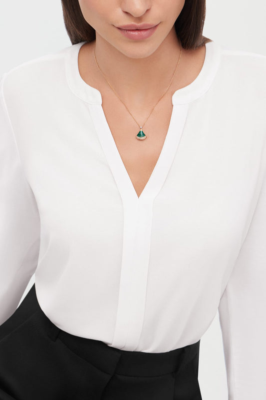 Carave Paris Green Fan Gemstone Pendant Necklace