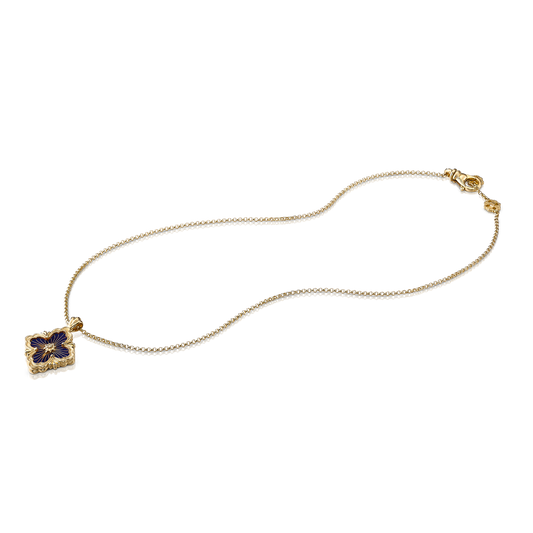 Carave Paris Midnight Sapphire Floral Medallion Pendant Necklace