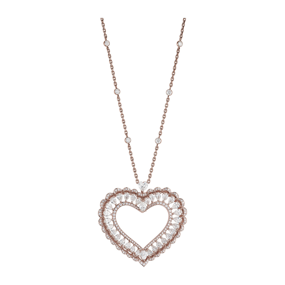 Carave Paris Open Heart Halo Crystal Pendant Necklace