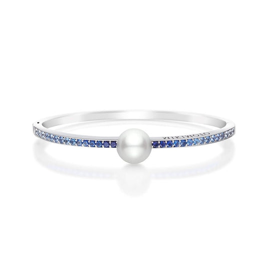 Carave Paris Pearl & Blue Sapphire Bangle Bracelet