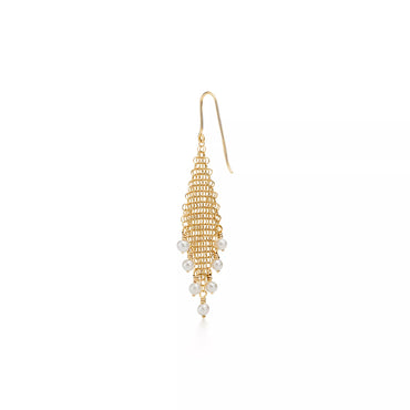 Carave Paris Pearl Cascade Chain Mesh Dangle Earring
