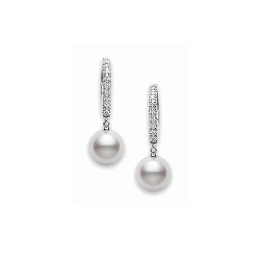 Carave Paris Pearl Diamond Hoop Earrings