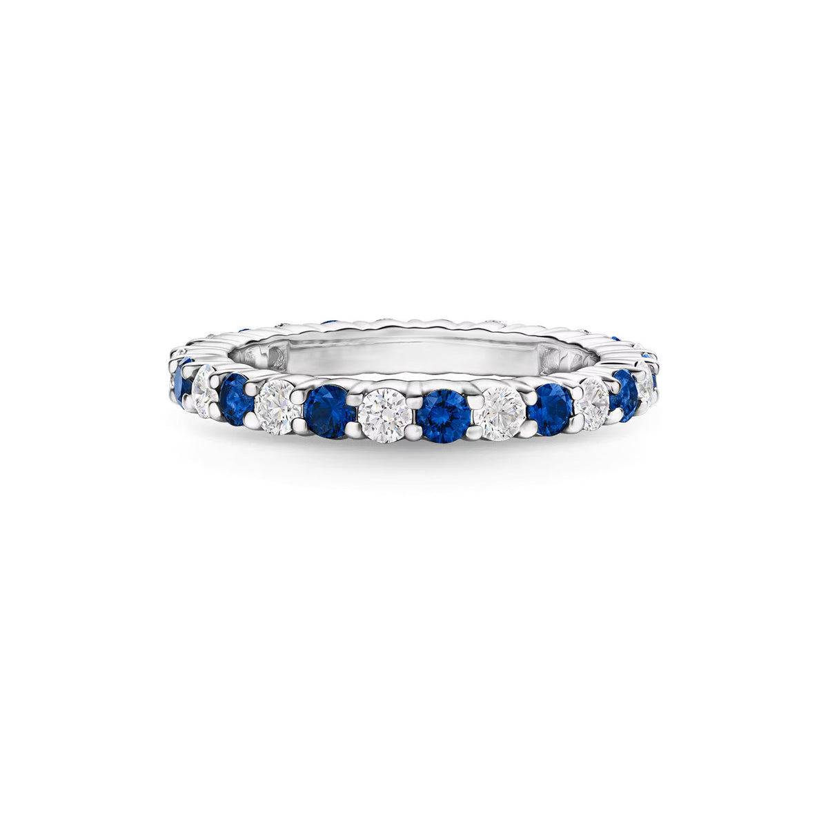 Carave Paris Prong Set Round Brilliant Sapphire and Diamond Eternity Wedding Band