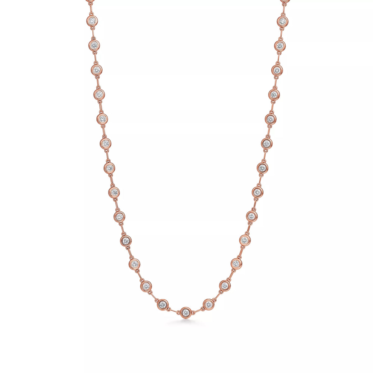 Carave Paris Rose Gold Bezel Station Diamond Necklace