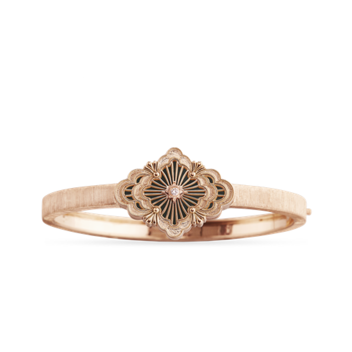 Carave Paris Rose Gold Black Enamel Floral Bangle
