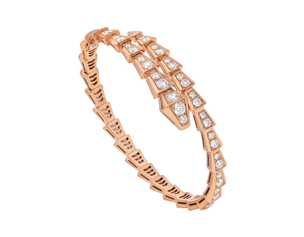 Carave Paris Serpenti Rose Gold Diamond Wrap Bangle Bracelet