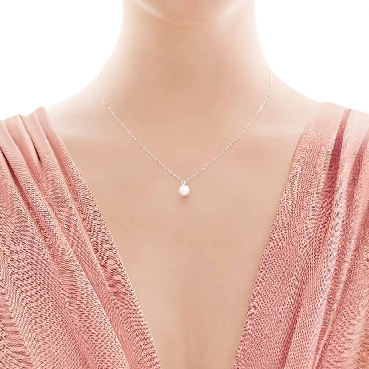 Carave Paris White Gold Solitaire Pearl Pendant Necklace