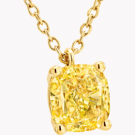 Carave Paris Yellow Cushion Cut Solitaire Pendant Necklace