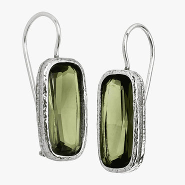 Carave Paris Olive Green Rectangular Gemstone Drop Earrings