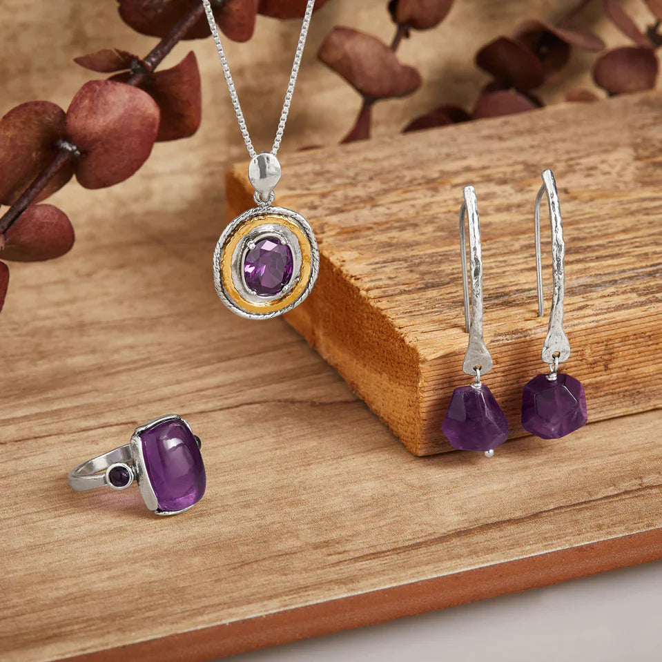 Carave Paris Amethyst Halo Pendant Necklace