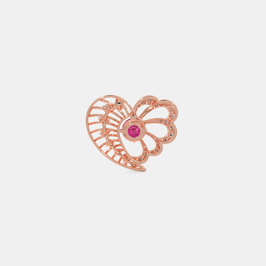 Carave Paris Pink Gemstone Butterfly Heart Stud Earrings
