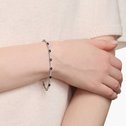 Carave Paris Blue Sapphire & Diamond Station Bracelet