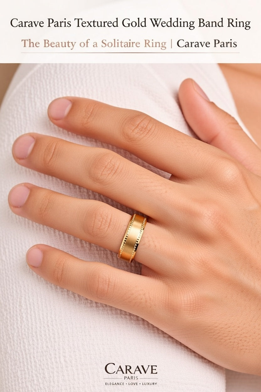 Carave Paris Textured Gold Wedding Band Ring