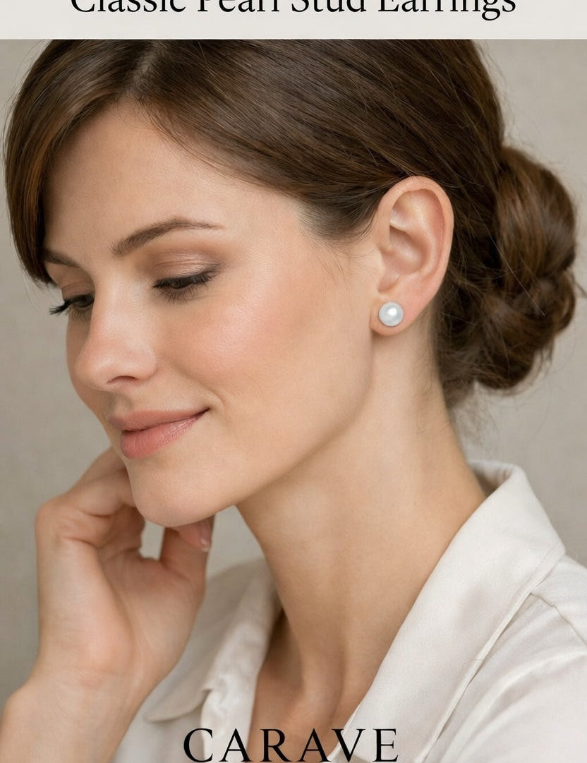 Classic Pearl Stud Earrings for Women Minimal Elegant Everyday Jewellery | Carave Paris
