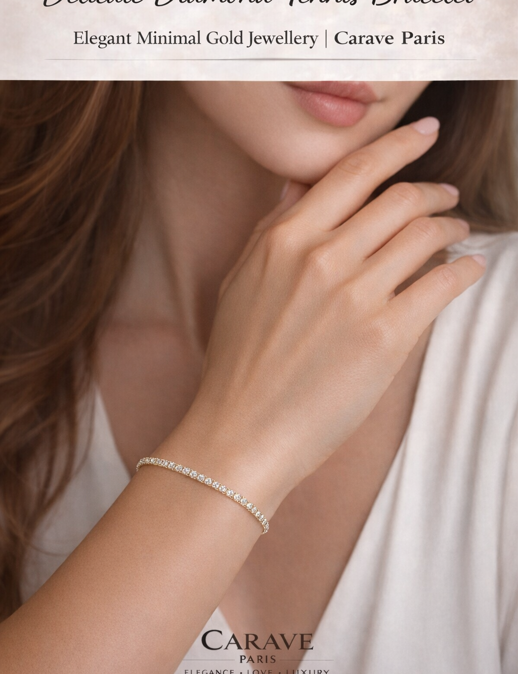 Delicate Diamond Tennis Bracelet for Women Elegant Minimal Gold Jewellery | Carave Paris