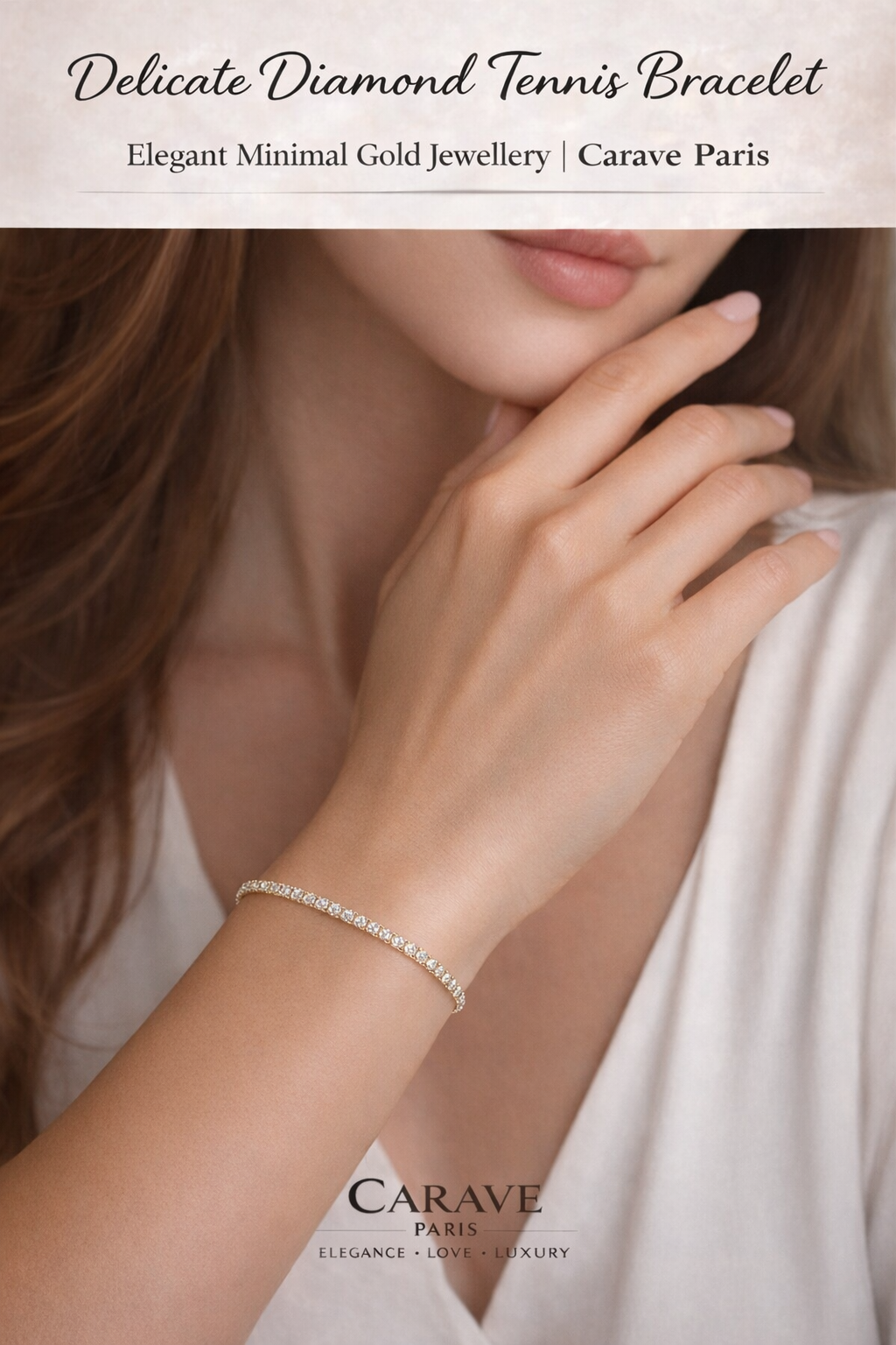 Delicate Diamond Tennis Bracelet for Women Elegant Minimal Gold Jewellery | Carave Paris