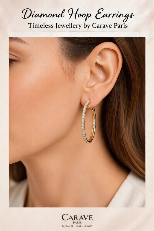 Diamond Hoop Earrings for Women in Gold Elegant Pavé Set Hoop Earrings for Everyday Luxury | Carave Paris
