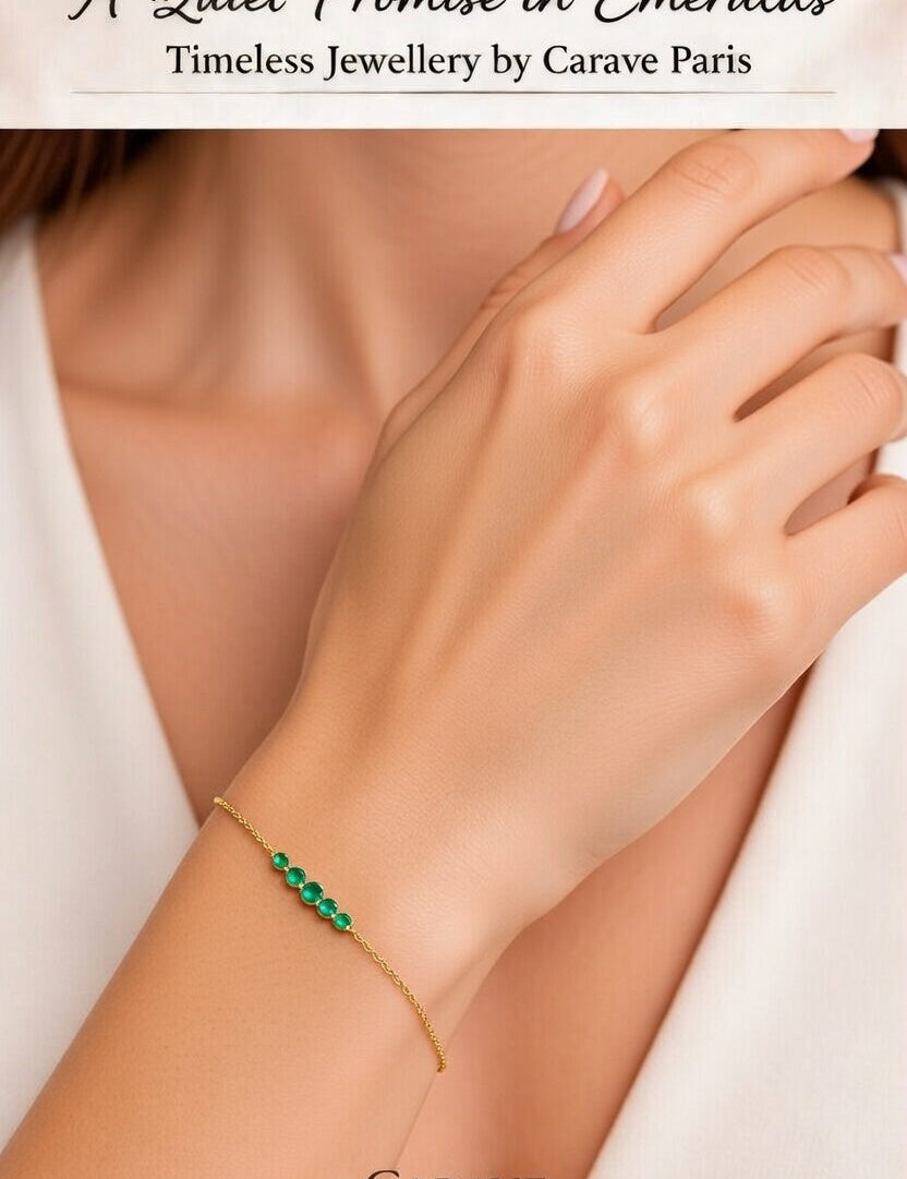 Elegant Emerald Gold Bracelet for Women Minimal Green Stone Bracelet in Yellow Gold | Carave Paris