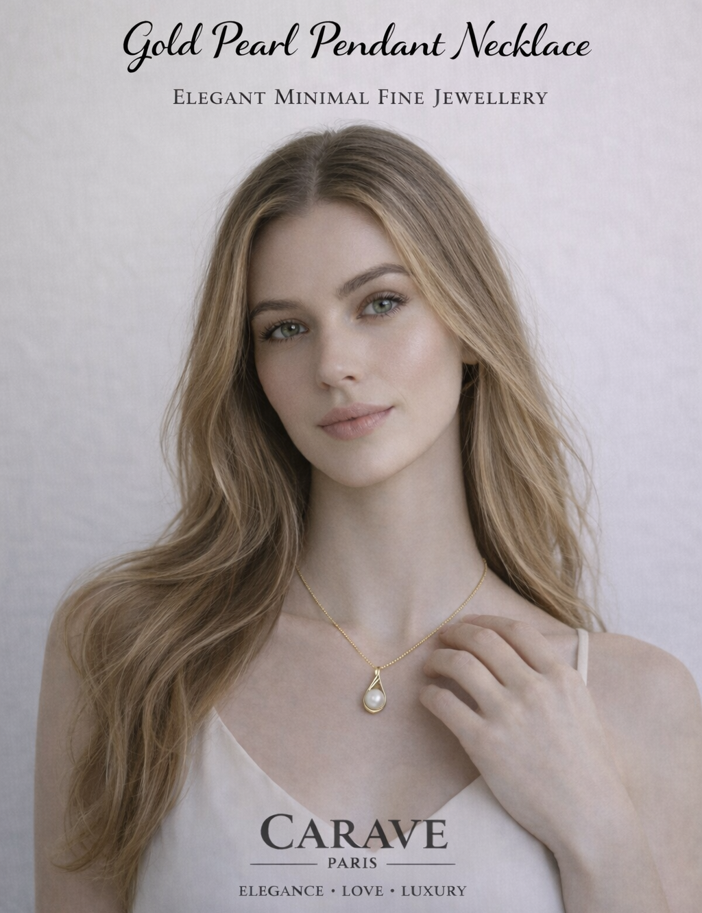 Gold Pearl Pendant Necklace for Women Elegant Minimal Fine Jewellery | Carave Paris