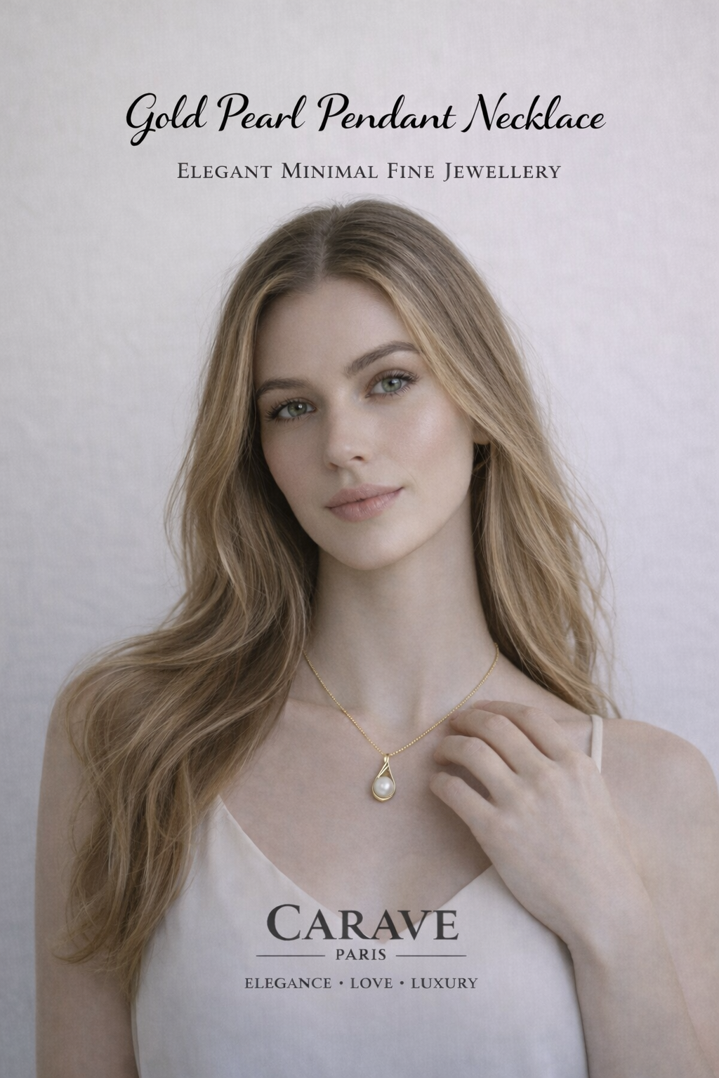 Gold Pearl Pendant Necklace for Women Elegant Minimal Fine Jewellery | Carave Paris