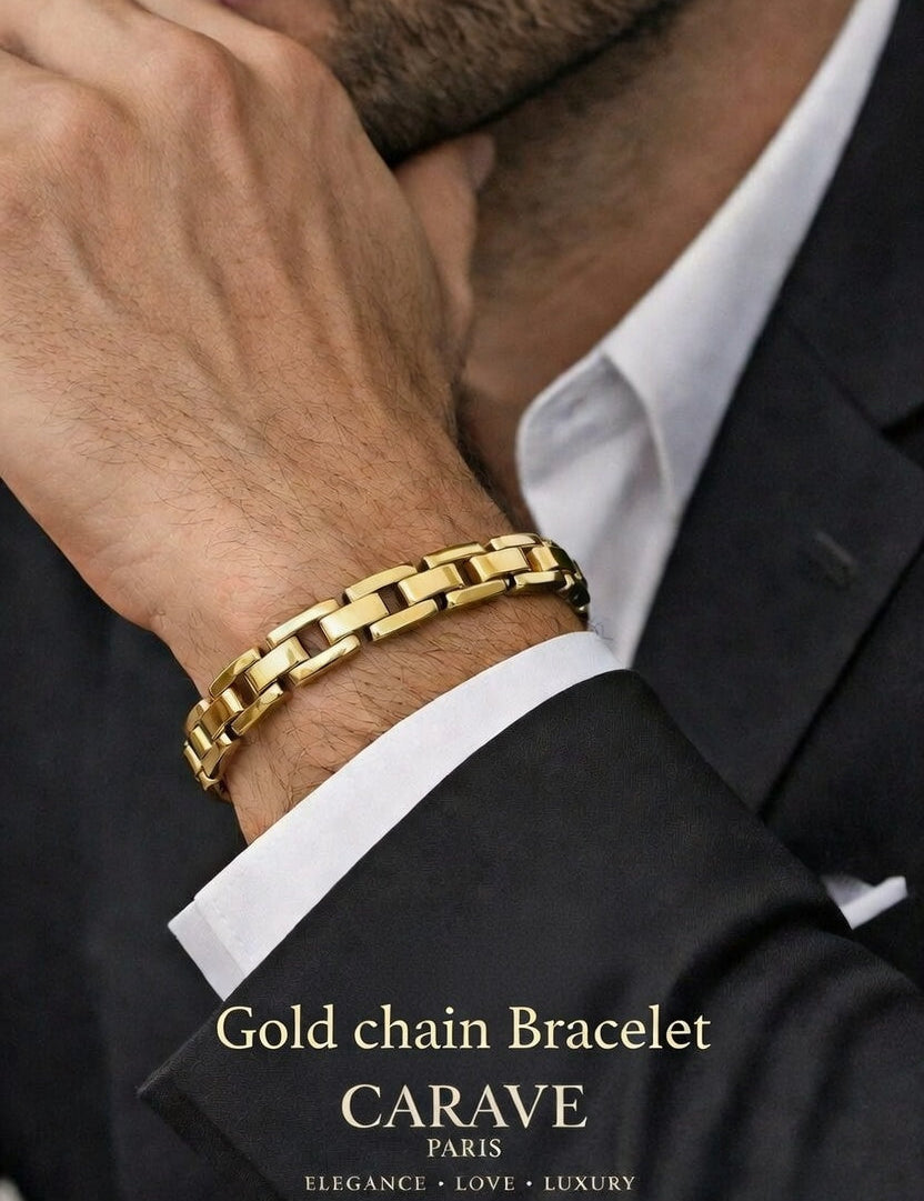 Men’s Gold Chain Bracelet Minimal Luxury Statement Bracelet for Modern Style | Carave Paris