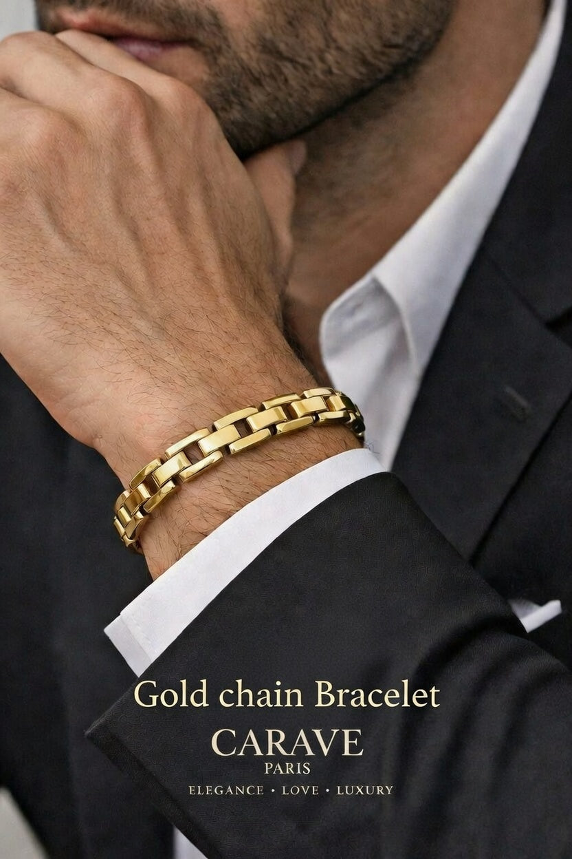 Men’s Gold Chain Bracelet Minimal Luxury Statement Bracelet for Modern Style | Carave Paris
