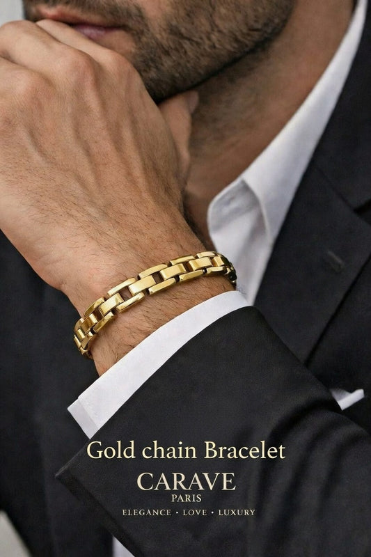 Men’s Gold Chain Bracelet Minimal Luxury Statement Bracelet for Modern Style | Carave Paris
