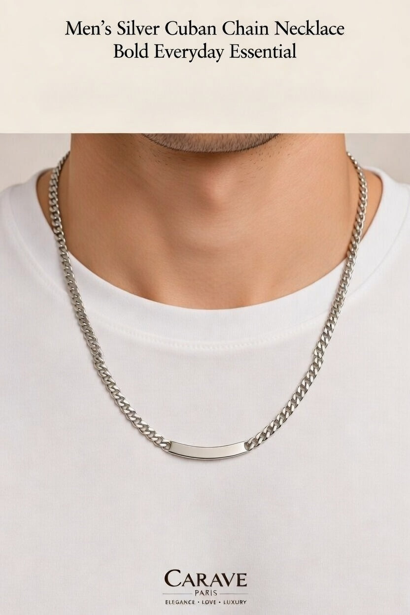 Men’s Silver Cuban Chain Necklace Bold Everyday Essential