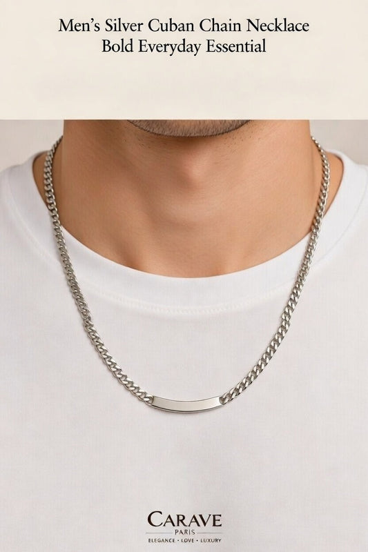 Men’s Silver Cuban Chain Necklace Bold Everyday Essential