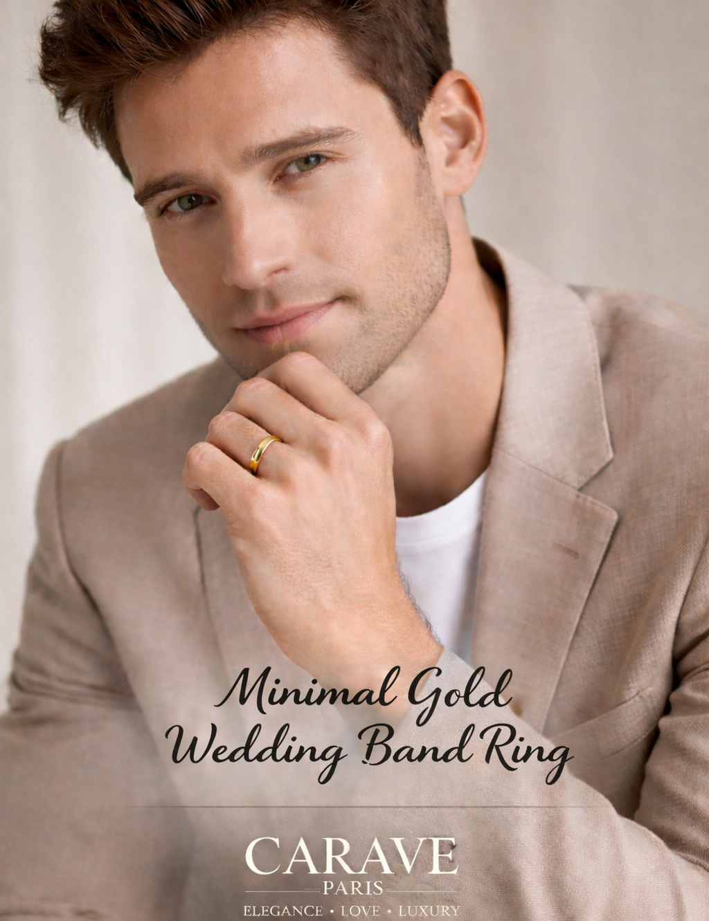 Minimal Gold Wedding Band Ring for Men Classic Plain Gold Ring for Everyday Elegance | Carave Paris