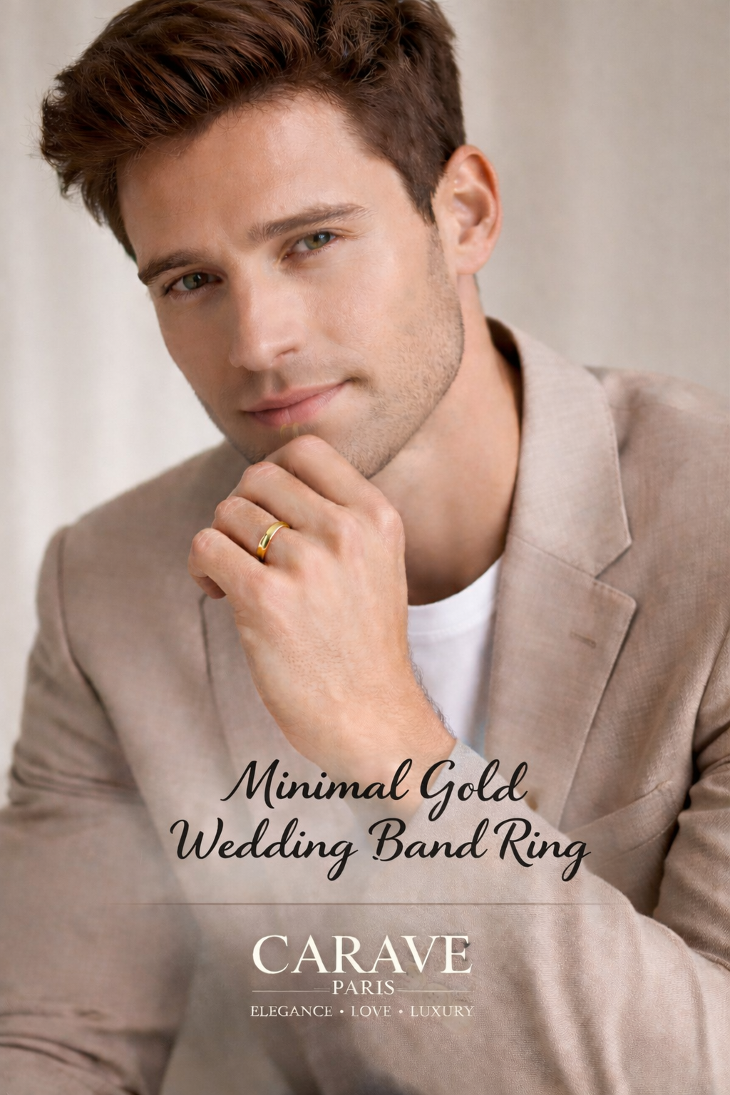 Minimal Gold Wedding Band Ring for Men Classic Plain Gold Ring for Everyday Elegance | Carave Paris
