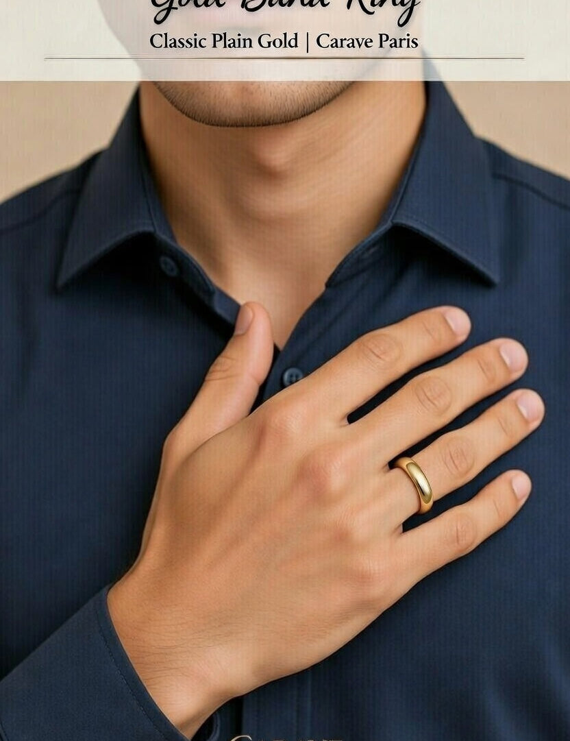 Minimalist Gold Band Ring for Women Classic Smooth Plain Gold Ring for Everyday Wear | Carave Paris