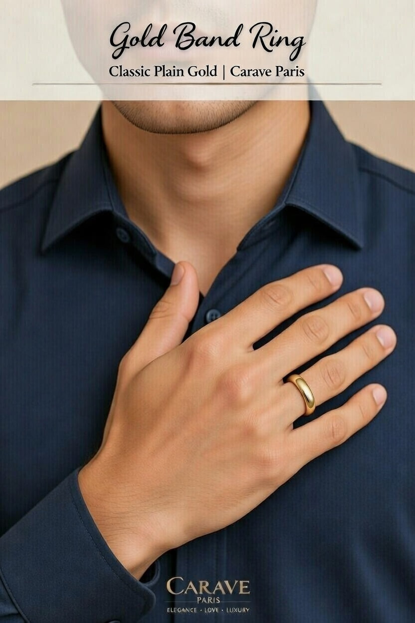 Minimalist Gold Band Ring for Women Classic Smooth Plain Gold Ring for Everyday Wear | Carave Paris