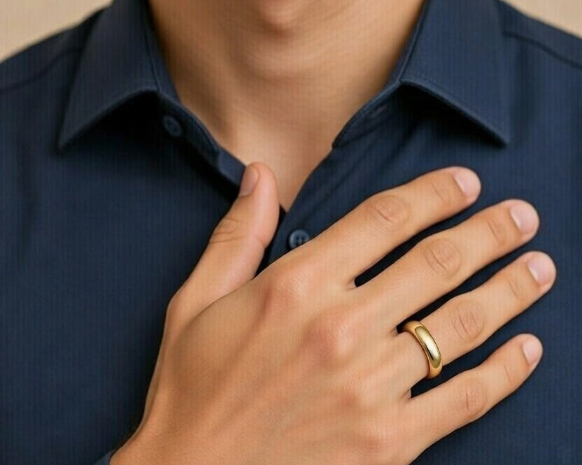 Minimalist Gold Band Ring for Women Classic Smooth Plain Gold Ring for Everyday Wear | Carave Paris