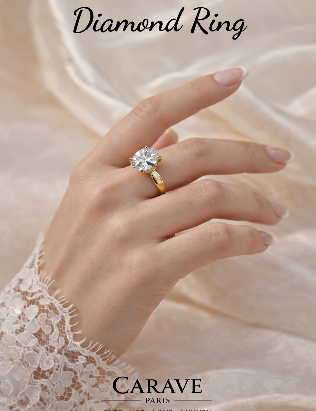 Oval Diamond Solitaire Ring for Women in Gold Elegant Engagement Style Jewellery | Carave Paris