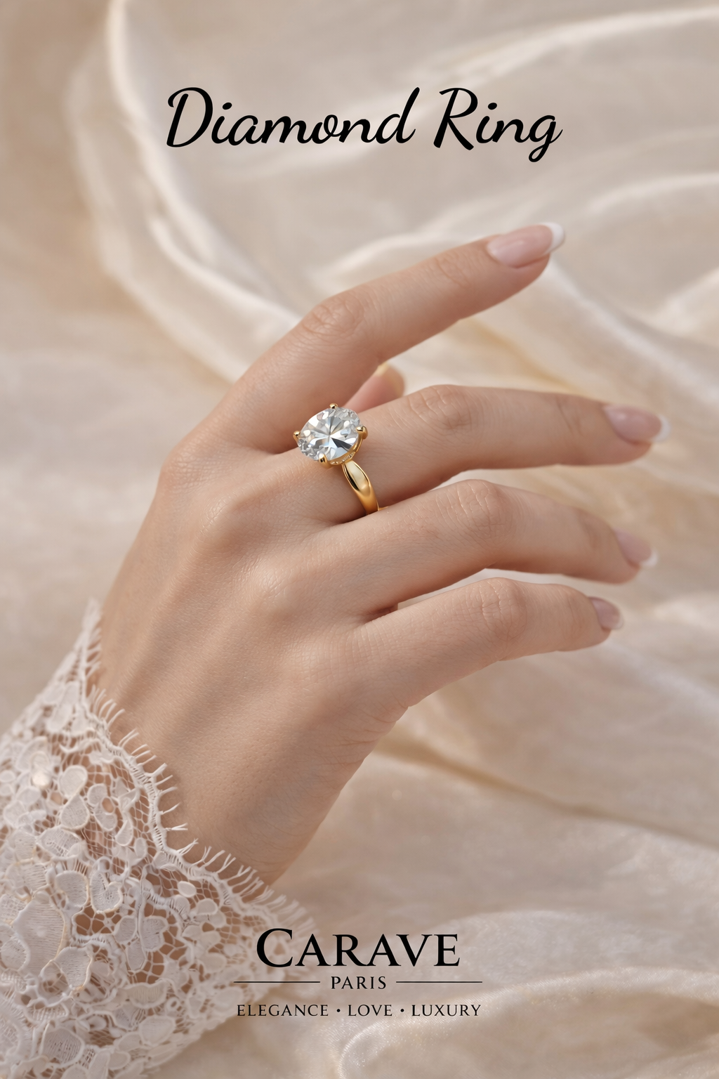 Oval Diamond Solitaire Ring for Women in Gold Elegant Engagement Style Jewellery | Carave Paris