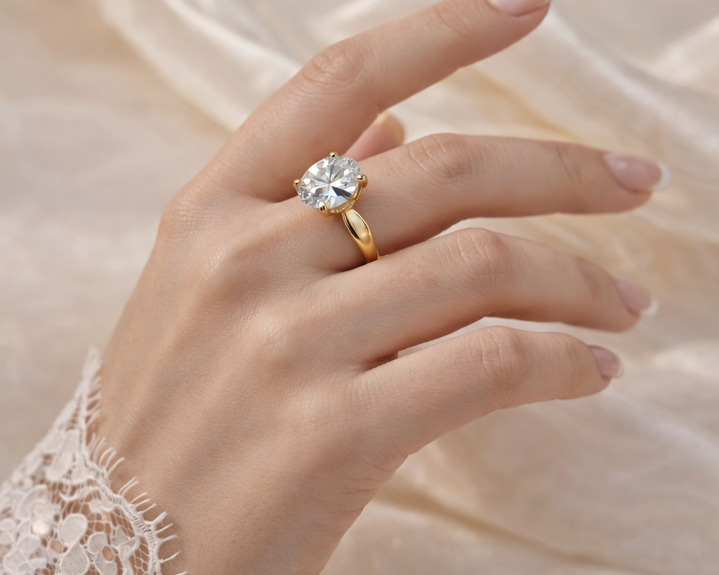Oval Diamond Solitaire Ring for Women in Gold Elegant Engagement Style Jewellery | Carave Paris