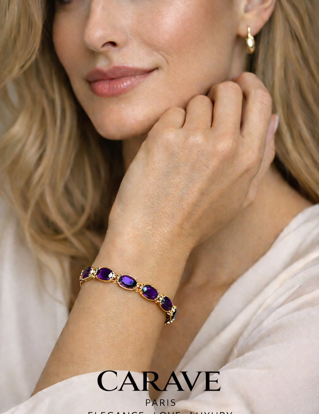Purple Gemstone Gold Bracelet for Women  Elegant Amethyst Style Fine Jewellery | Carave Paris