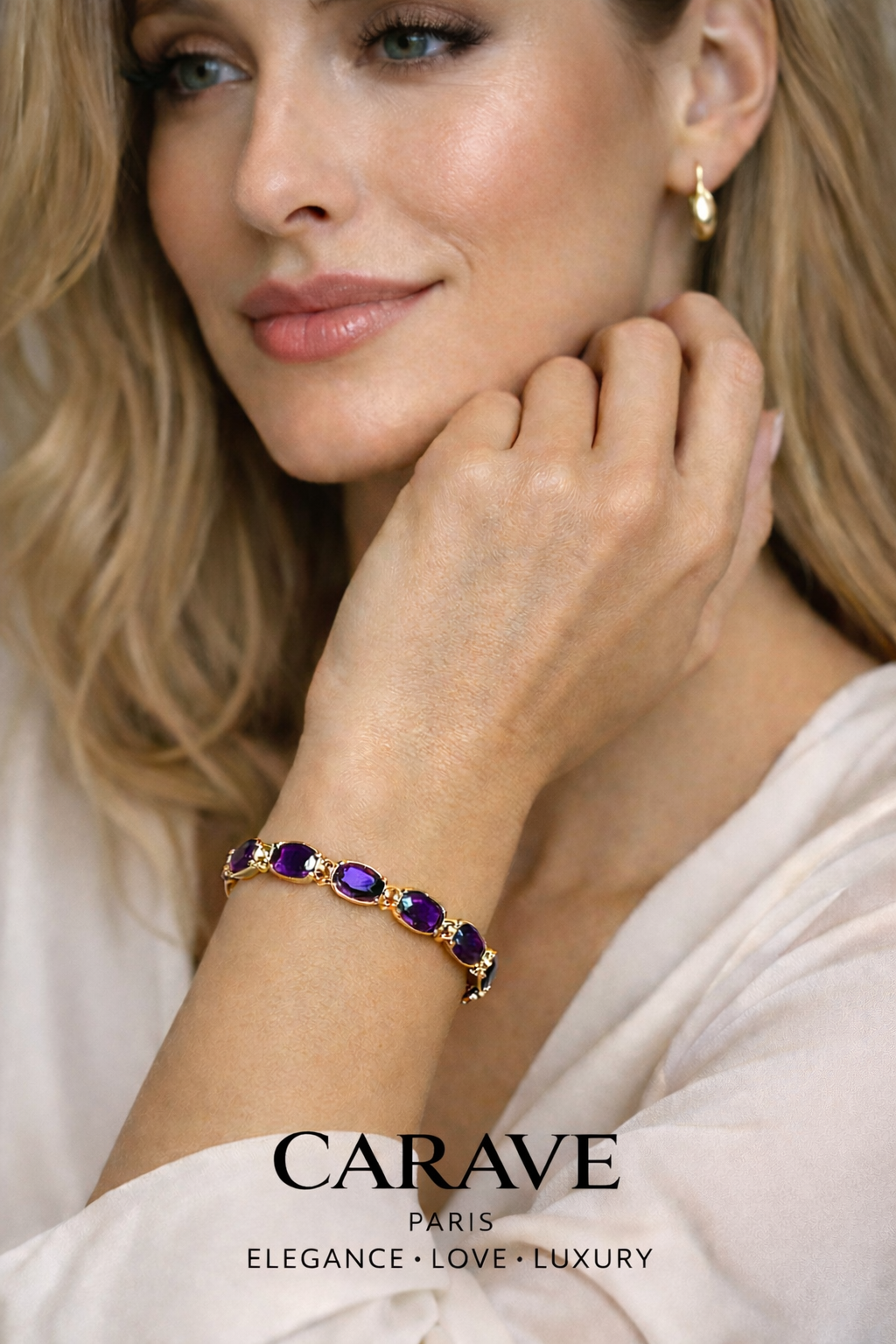 Purple Gemstone Gold Bracelet for Women  Elegant Amethyst Style Fine Jewellery | Carave Paris